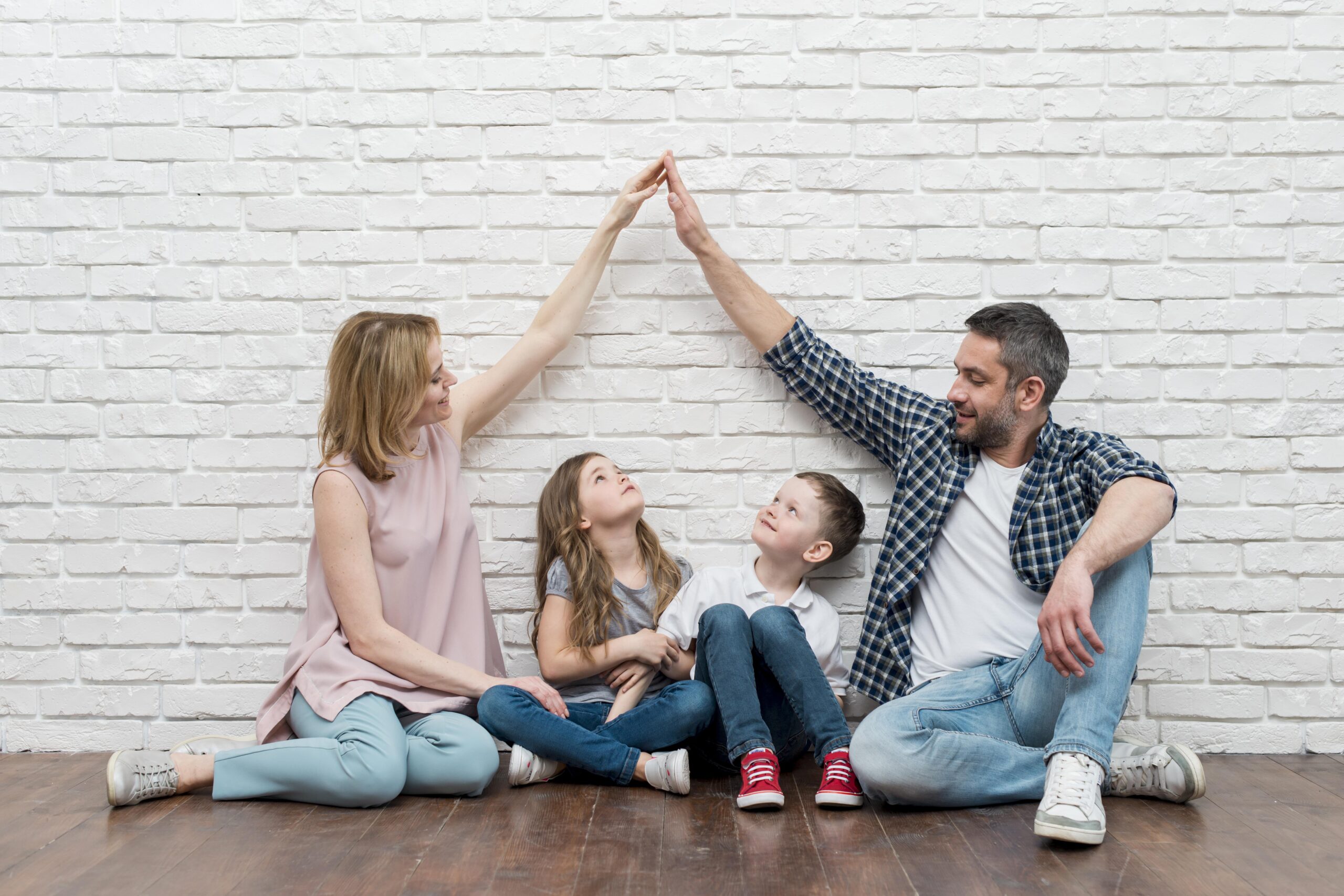 happy family with two kids